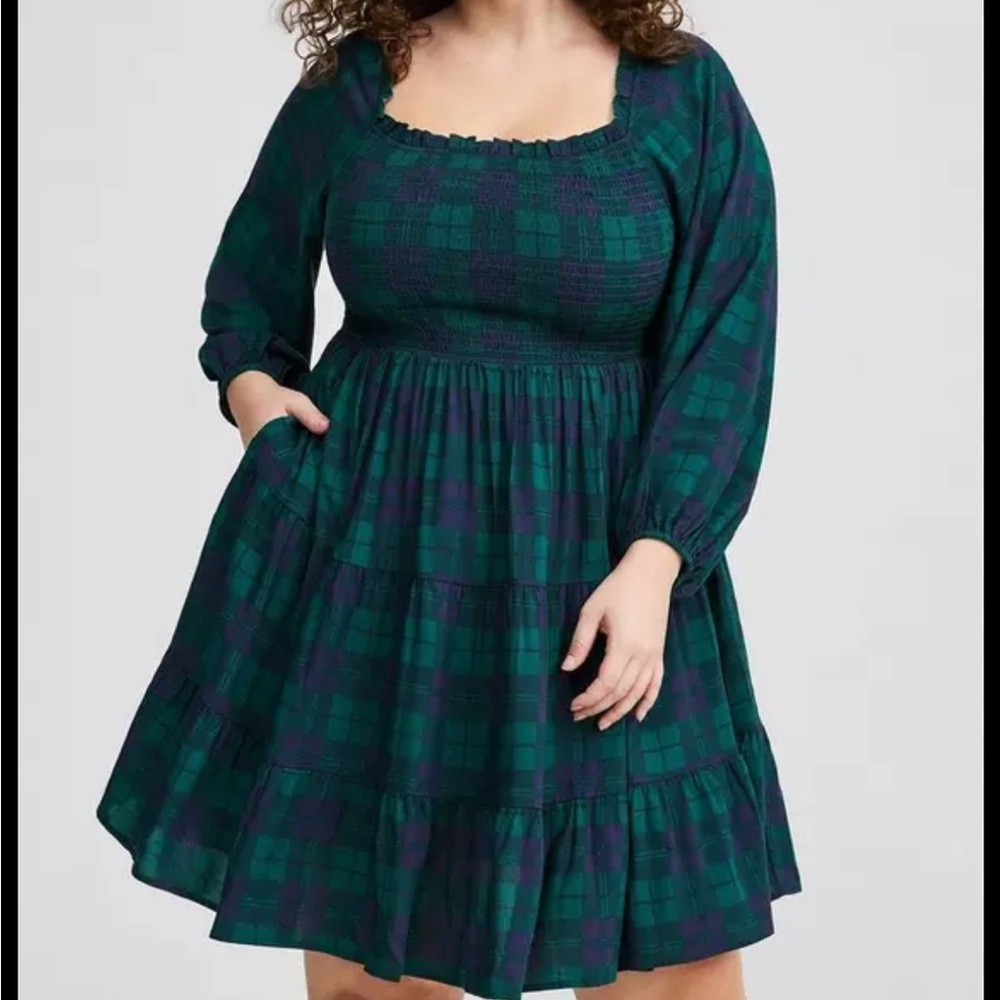 Mini Washable Challis Puff Sleeve Smocked Bodice Dress